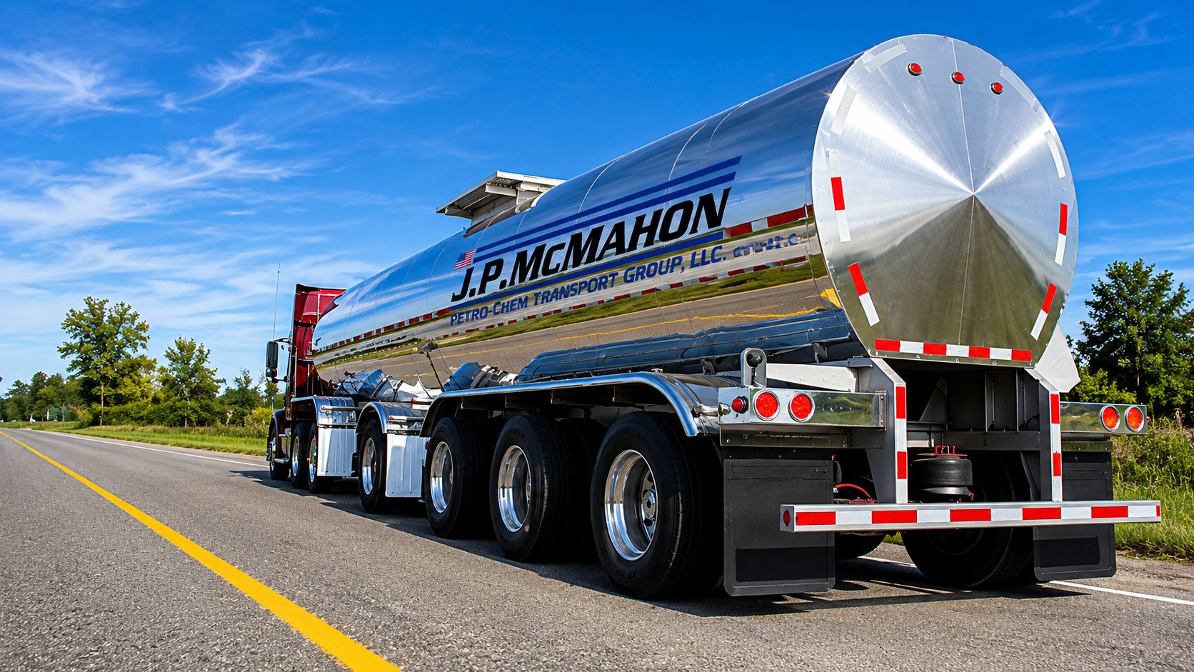 J.P. McMahon Transport truck on the road